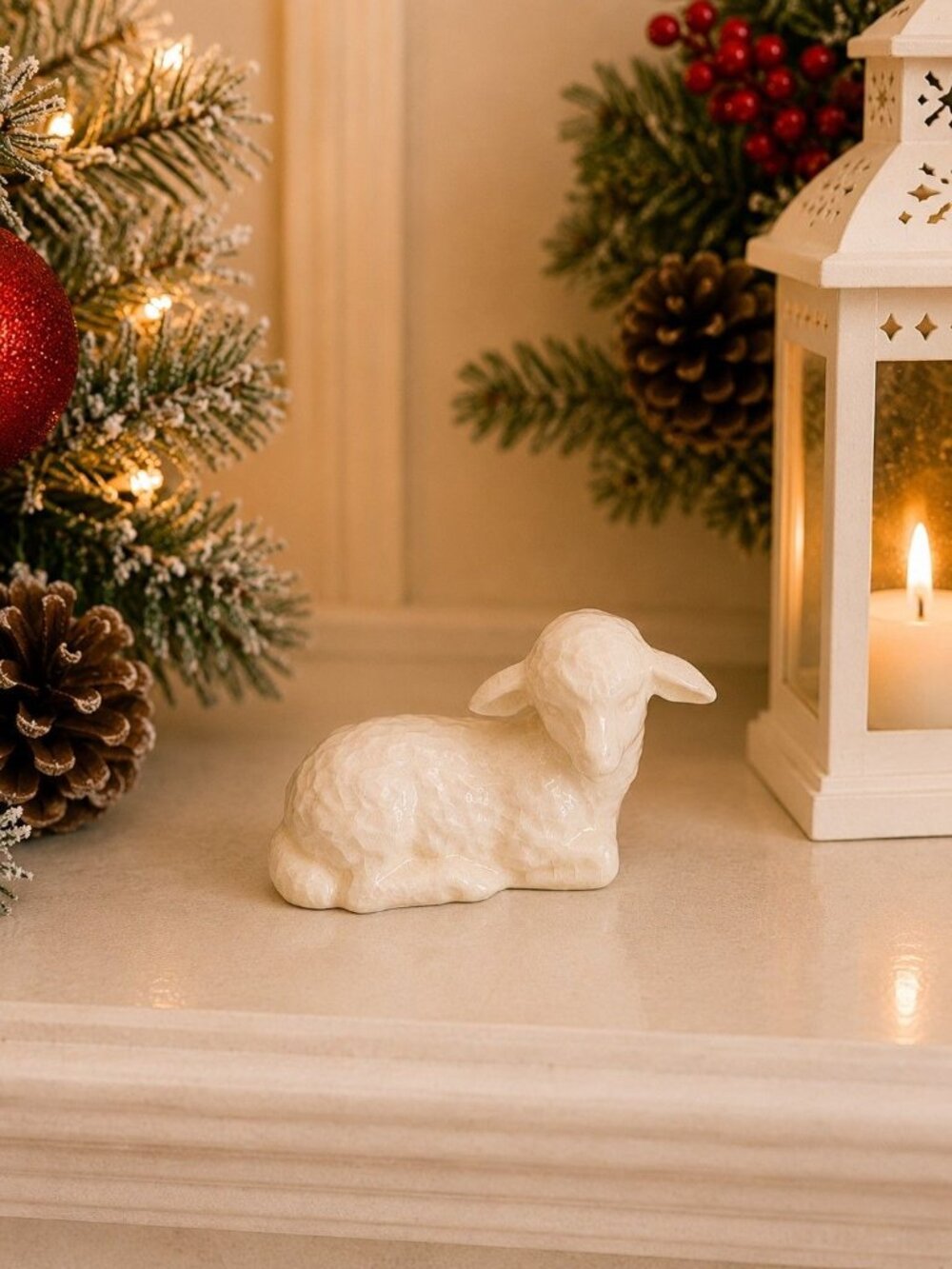 Vintage Goebel White Nativity Sheep Lamb 1950s W Germany Replacement Figure 2.5"